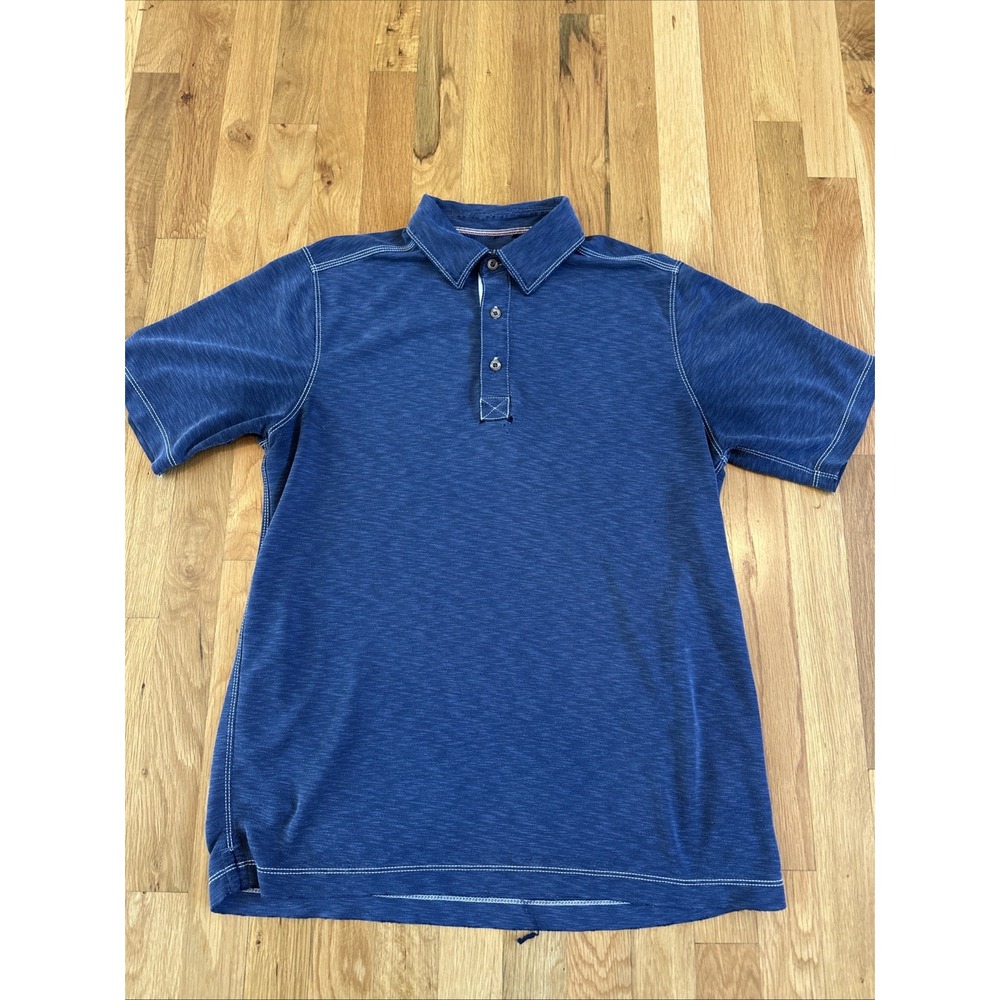 Johnston & Murphy Vintage Slub Polo Shirt Mens Medium Blue Golf Preppy Office